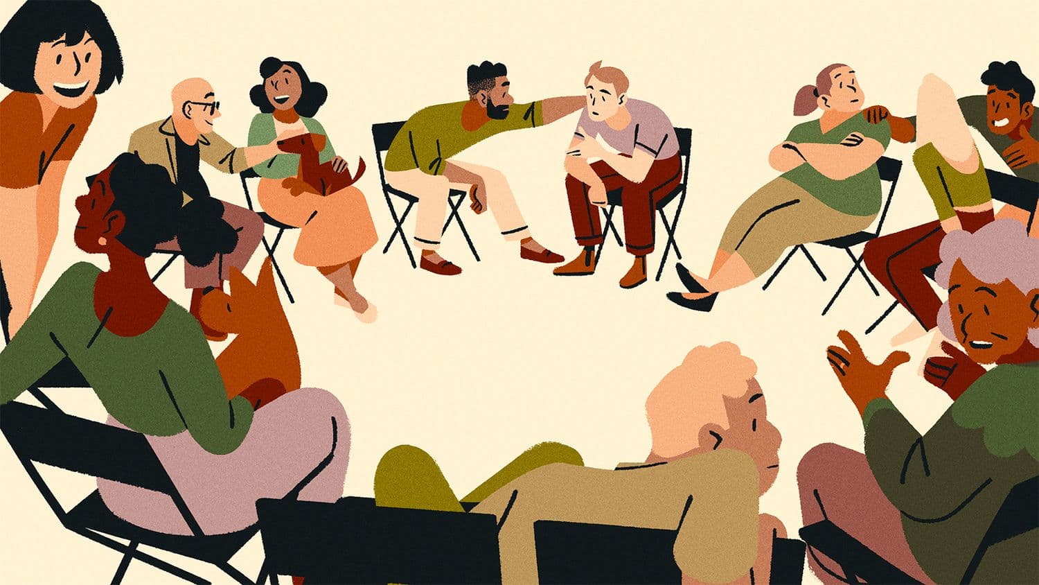 Person having a supportive video conversation with a therapist on a laptop, representing online mental health care